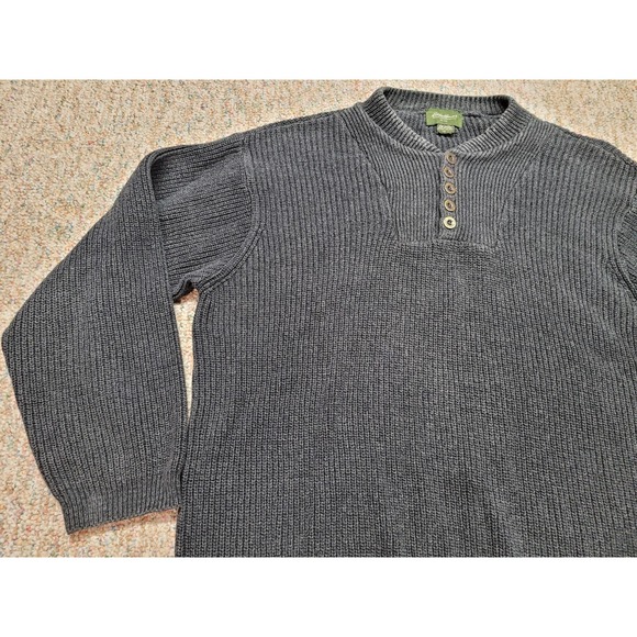 Eddie Bauer Sweater Men XL Grey Henley Chunk Knit Fisherman Outdoors Heavy USA - Picture 4 of 14